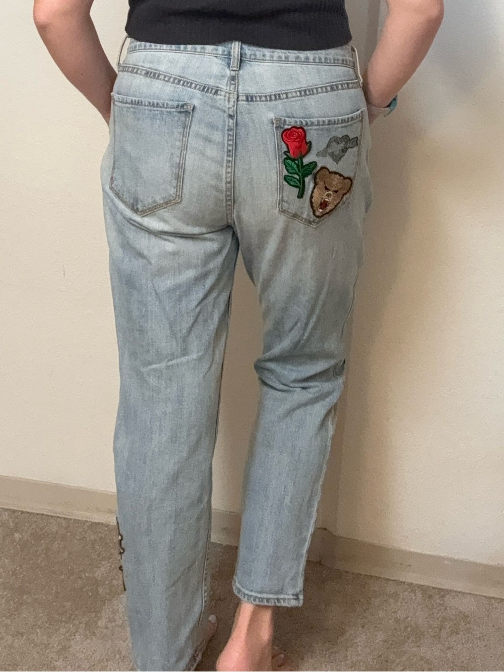 Old Navy Light Wash Patchwork Women's Jeans Custom - Picture 5 of 10